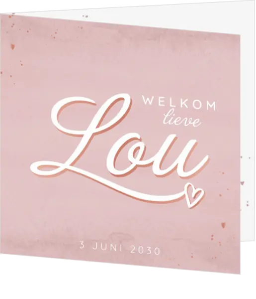Geboortekaart Lou - Rose schaduw