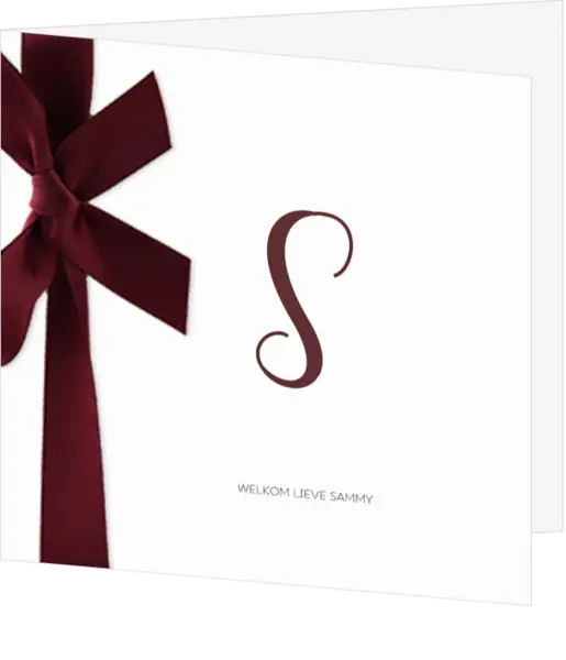 geboortekaartje Sammy bordeaux rode strik