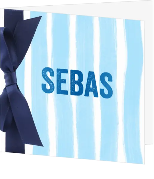 Geboortekaartje Sebas blauw