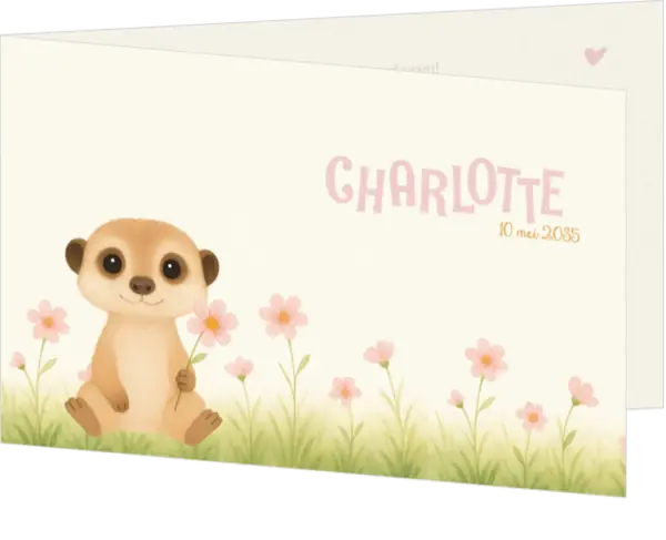 Geboortekaartje Charlotte - Schattig stokstaartje