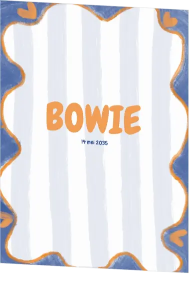 Geboortekaartje Bowie - Blauwe strepen