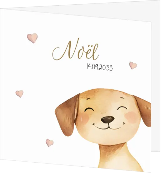 Geboortekaart hondje Noël