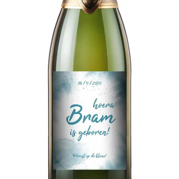 Proost op de kleine! Wijnetiket met naam
