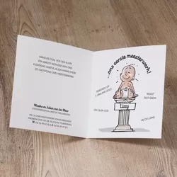 Lizzy - Grappig kaartje in cartoonstijl met illustratie van ooievaar