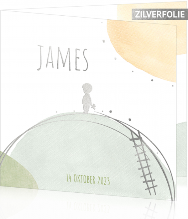 Geboortekaartje James - Cirkel met silhouette jongetje