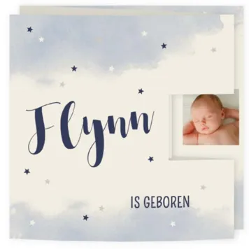 drieluik waterverf lichtblauw met sterren