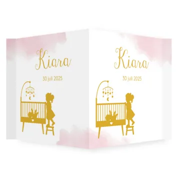 Raambord waterverf roze grote zus silhouet