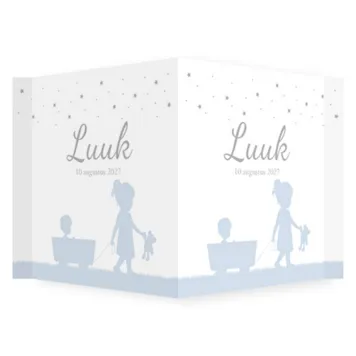 Raambord broertje met zus silhouet blauw