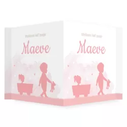 Raambord roze silhouet meisje met grote broer