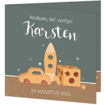 Geboortekaart Karsten - Houten speelgoed