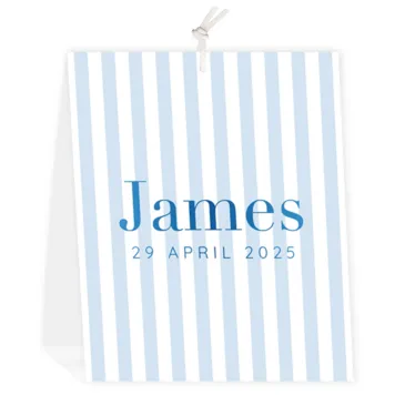 Geboortekaartje James - Streeppatroon met blauwfolie