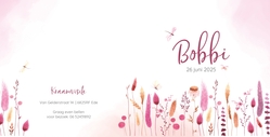Geboortekaartje Bobbi - Bloemenveld met vlindertjes