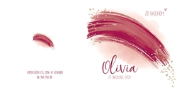 Geboortekaartje Olivia - Regenboog bordeauxrood