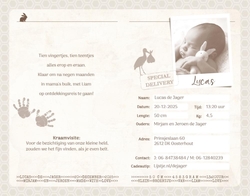 Geboortekaart Lucas - Baby Paspoort