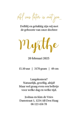 Lief geboortekaartje meisje met schattig jurkje