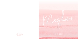 Geboortekaartje met roze watercolor en naam in het wit 
