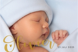 Lief geboortekaartje jongen met goudfolie en foto