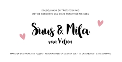 Enkel geboortekaartje voor een tweeling met roze watercolour