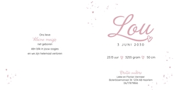 Geboortekaart Lou - Rose schaduw