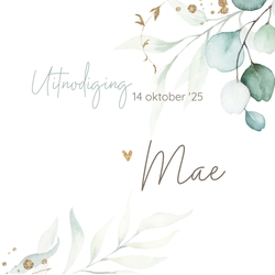 Mae - Babyborrelkaartje - Waterverf takjes