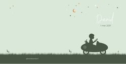 Geboortekaart silhouet jongen in auto