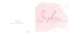 Sophie - Geboortekaartje - Roze waterverf wolkje
