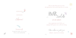 Geboortekaart Anaïs - Waterverf bloemen en vlinders