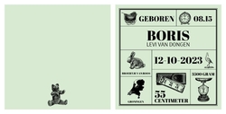 Geboortekaartje Boris - Retro met nostalgische afbeeldingen