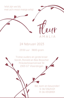 Geboortekaart Fleur - Takjes 