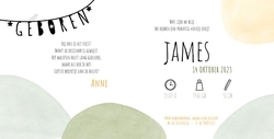 Geboortekaart James - Cirkels met silhouette jongetje