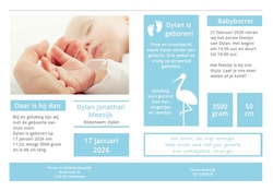 Geboortekaart krant tijdschrift blauw