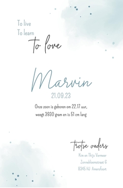 Geboortekaartje Marvin - Jongen op avontuur