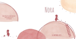 Geboortekaart Nora - Cirkels met silhouette meisje