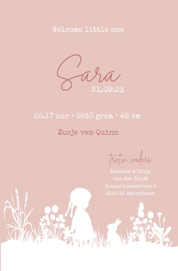 Geboortekaart Sara - Silhouet meisje