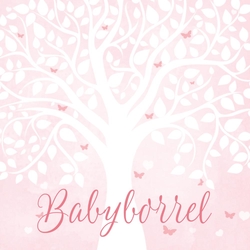 Babyborrelkaart waterverf boom roze