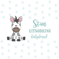 Lief zebraatje babyborrelkaart