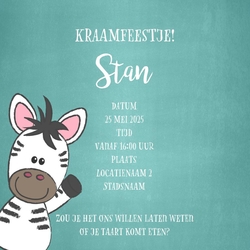 Lief zebraatje babyborrelkaart