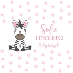Lief zebraatje babyborrelkaart