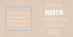 Geboortekaart kraft blauwe slingers