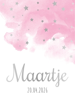 Poster 1 meisje aquarel met zilveren sterren