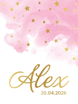 Poster 1 aquarel sterren roze