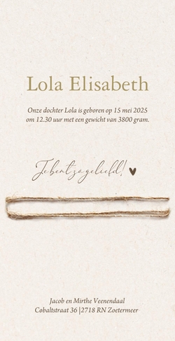 Lola op kraft met een lagurus droogbloem
